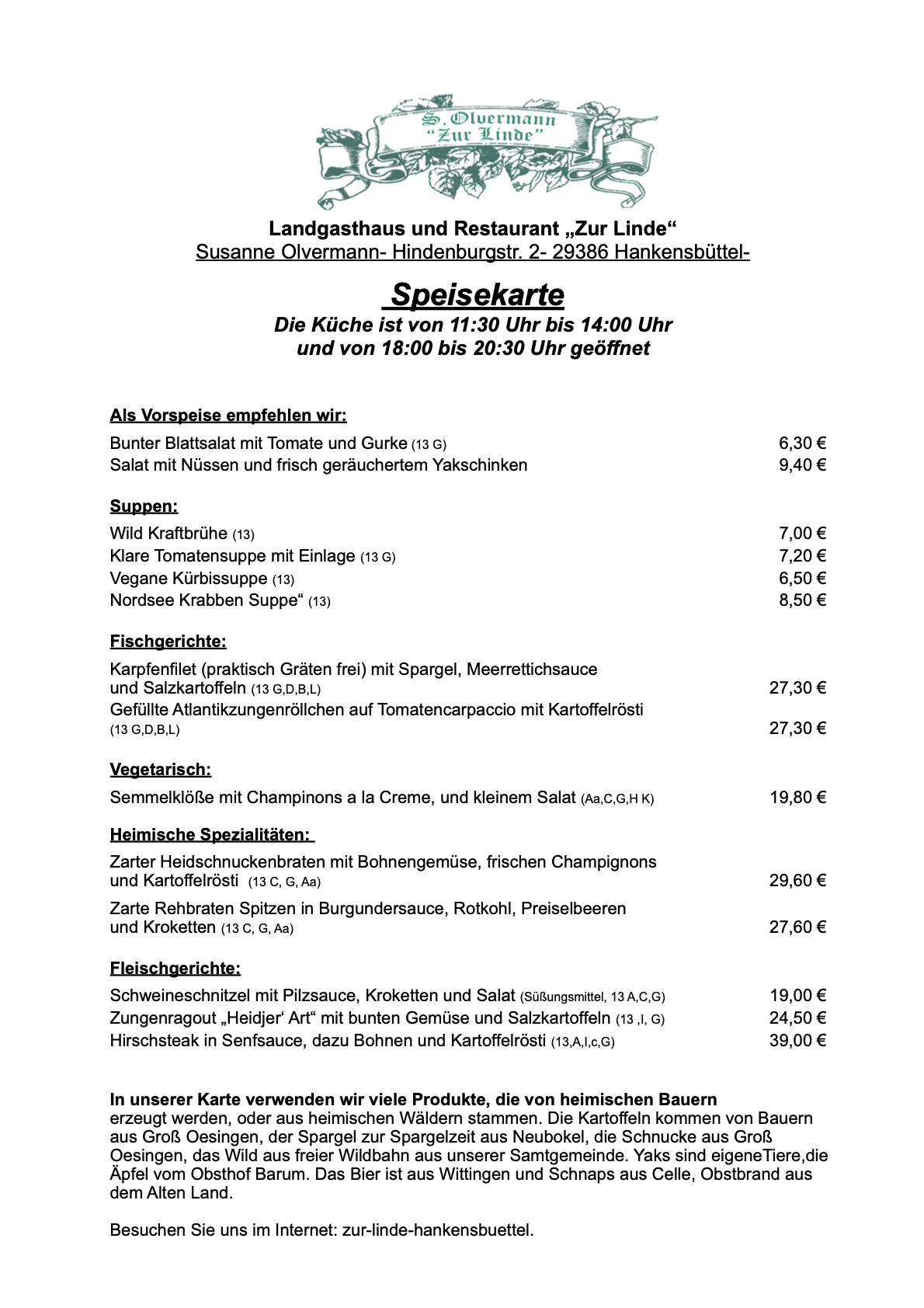 Speisekarte Juli 2025
